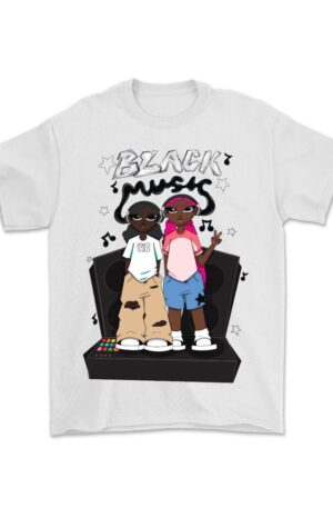 “Black Music” Tee in White